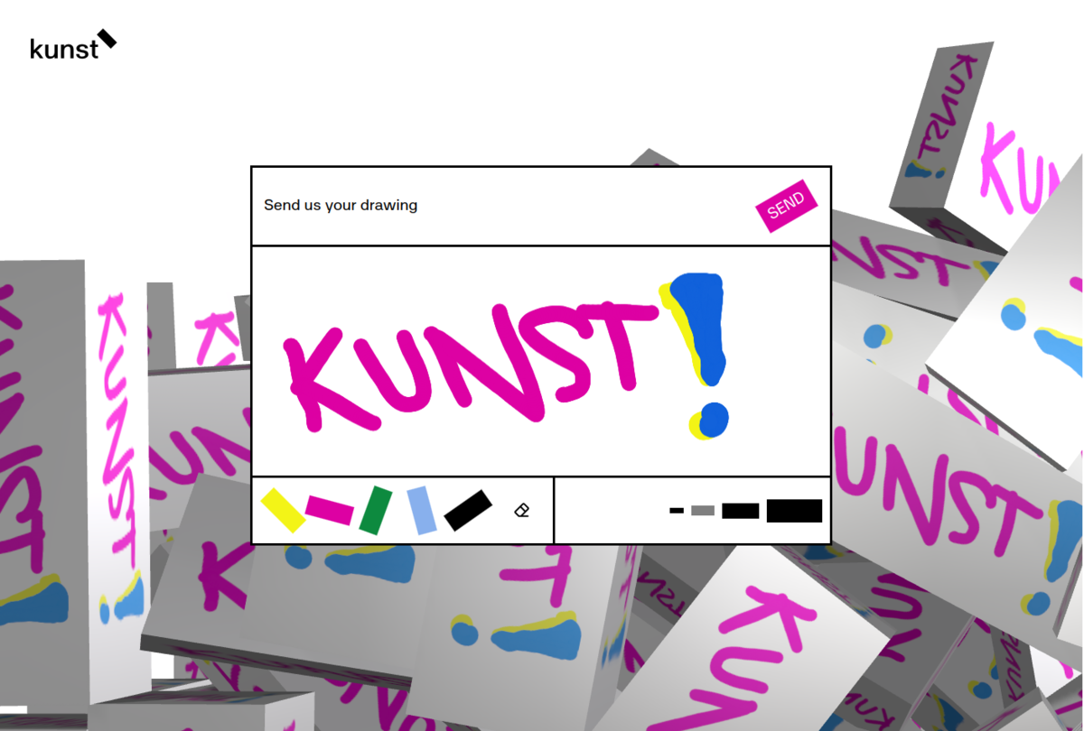 Screenshot of the Kunstbar website with the drawing section